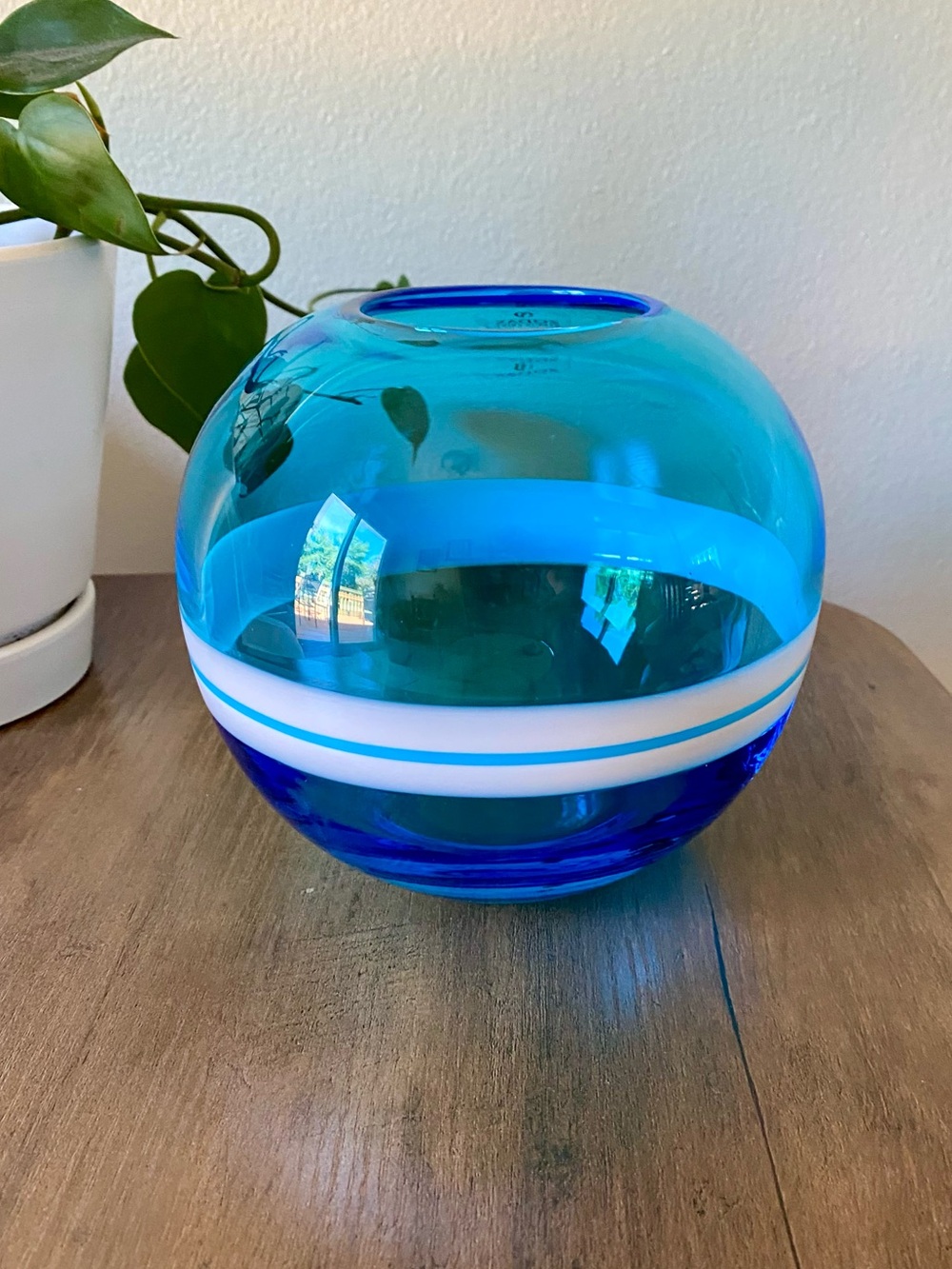 Zodax Blue Glass Round Vase